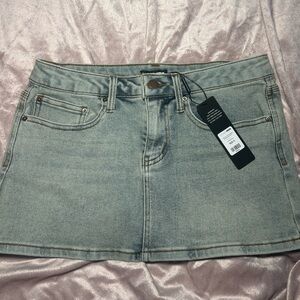 Acid wash denim mini skirt